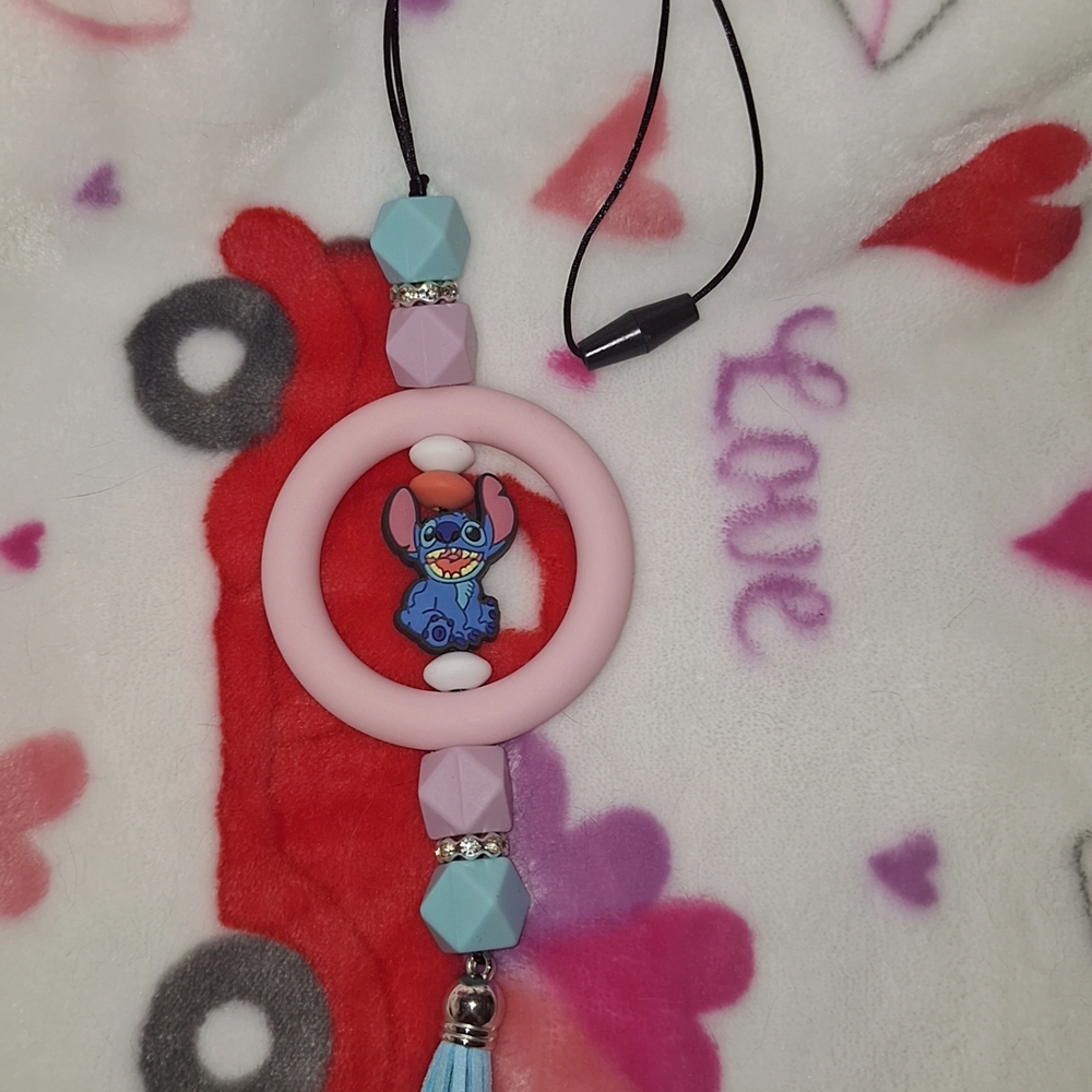 Pink and Blue Stitch Car Charm